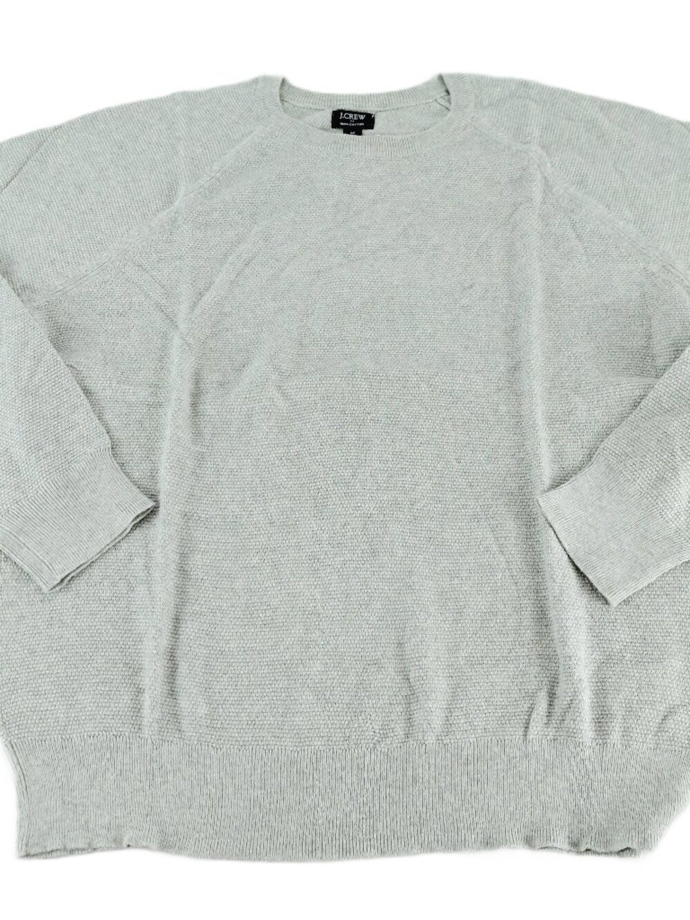 J. Crew Seed Stitch Crewneck Pullover Sweater Men's Medium Gray Raglan Sleeve